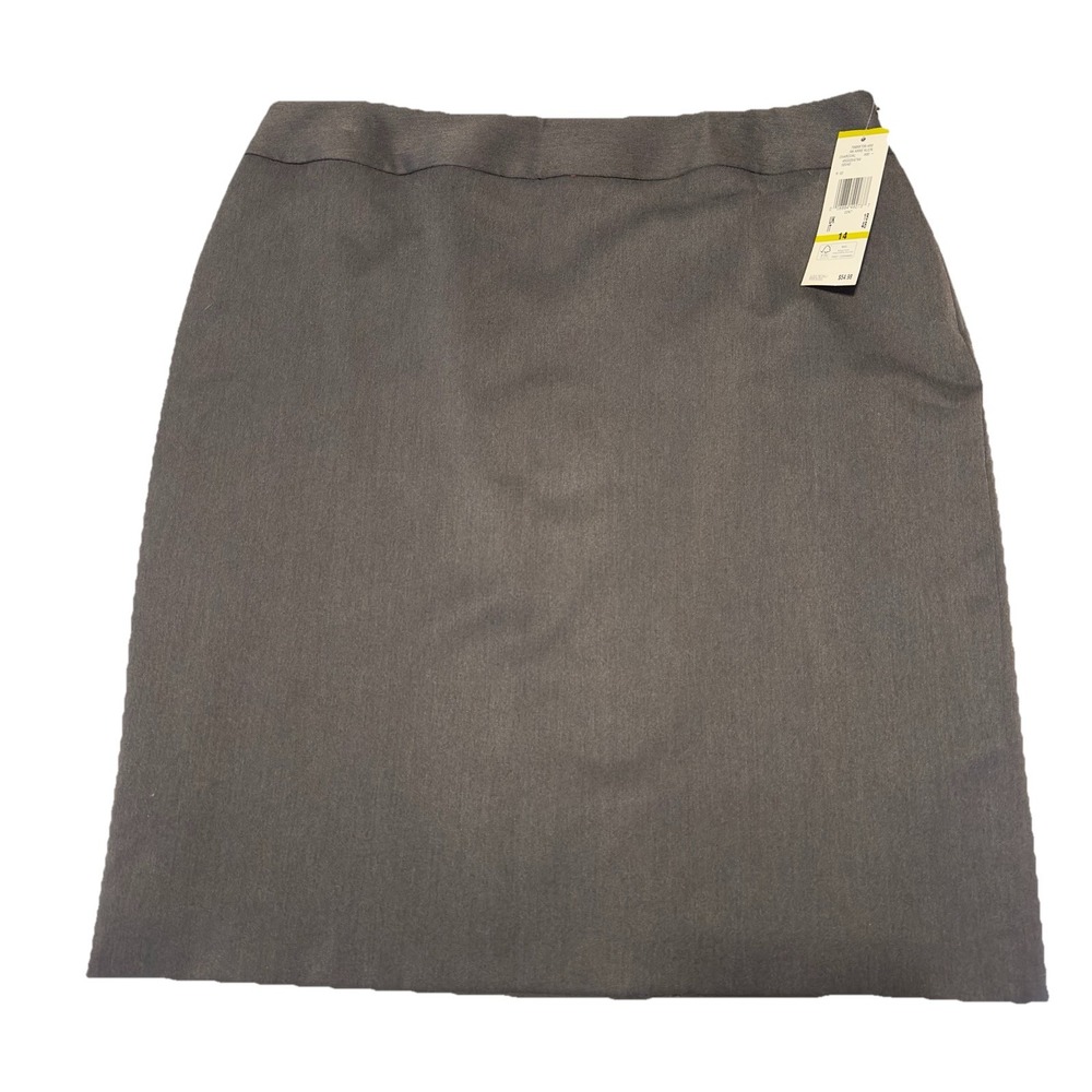 New ANNE KLEIN Charcoal Gray Business Career Straight Pencil Stretch Skirt Sz 14